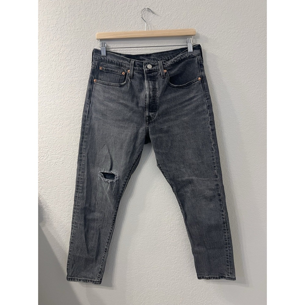 Levi's‎ 501 Black Distressed Button Fly High rise Jeans Womens Size W30 L28